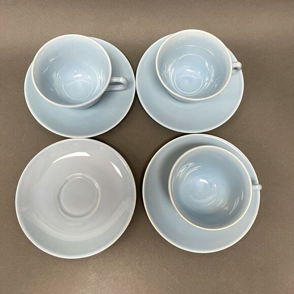 Vintage TS&T Taylor Smith & T Lu-Ray Pastels Blue Cups and Saucers Lot of 7 - Picture 2 of 8